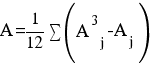 A = {1}/{12}sum{}{}{}(A^{3}_{j} - A_{j})