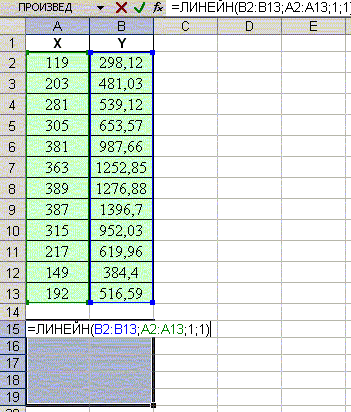 Коэффициент корреляции в Excel