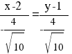 {x-2}/{-4/sqrt{10}} = {y-1}/{-4/sqrt{10}}