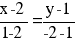 {x-2}/{1-2} = {y-1}/{-2-1}