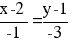 {x-2}/{-1} = {y-1}/{-3}