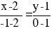 {x-2}/{-1-2} = {y-1}/{0-1}