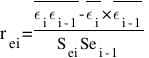 r_{ei} = {overline{epsilon_{i}epsilon_{i-1}}-overline{epsilon_{i}} mul overline{epsilon_{i-1}}}/{S_{ei}Se_{i-1}}